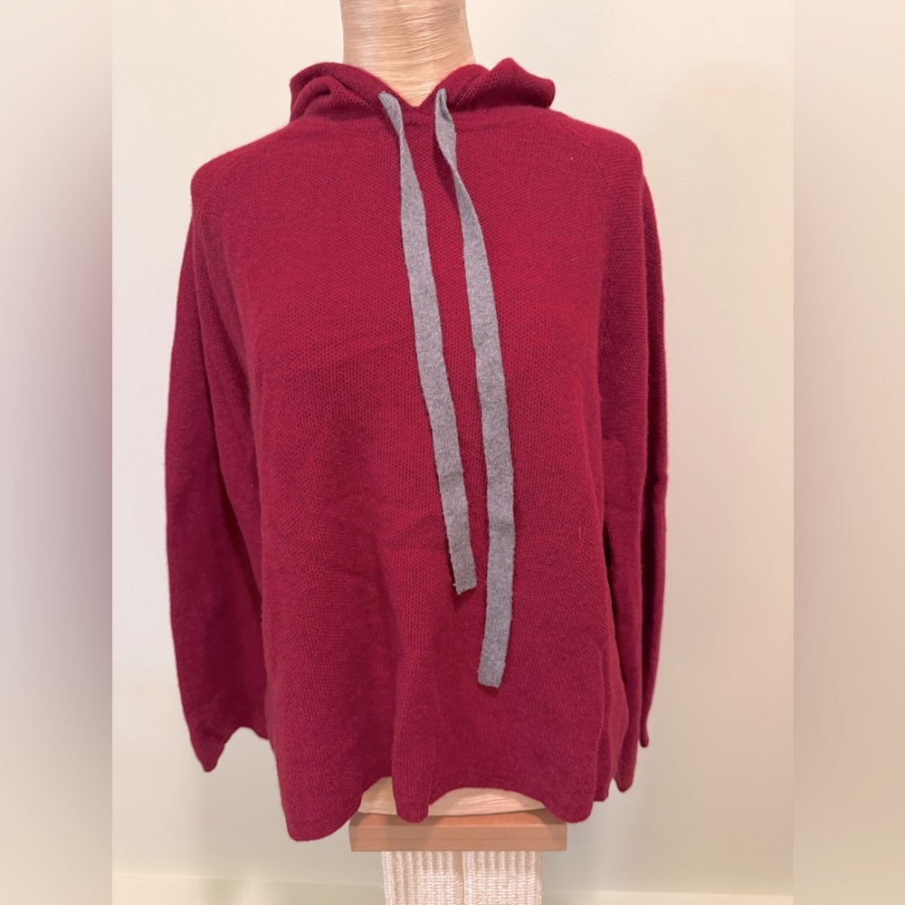 Kokun 100% cashmere burgundy hoodie sweater - Picture 1 of 10